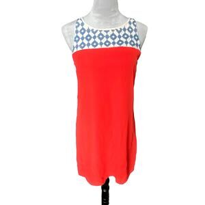 ANTHROPOLOGIE THML Boho Shift Dress w/ Blue Embroidering Size Small
